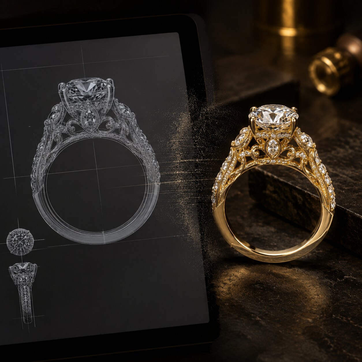 High-tech jewellery CAD and workshop process