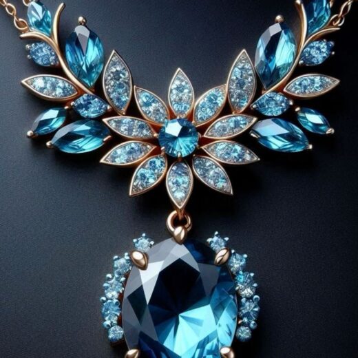 Royal Blue Topaz-Blue Statement Collar Necklace – 925 Silver or 22K Gold