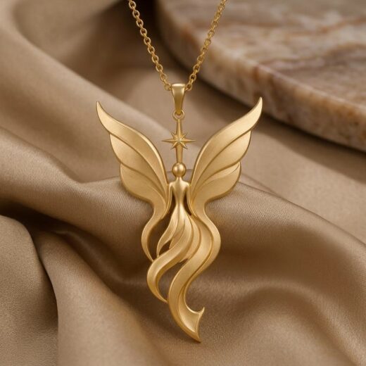 3D Celestial Guardian Fairy Star Pendant – 925 Silver or 22K Gold