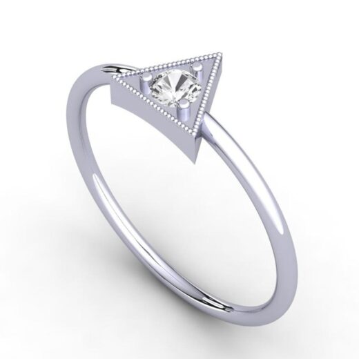 Triangle Style Silver Zirconia Ring For Ladies – 925 Silver or 22K Gold