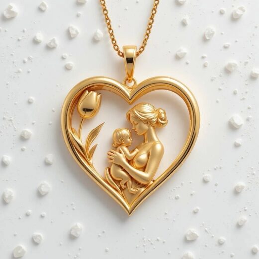 Mother and Child Heart Pendant – 925 Silver or 22K Gold