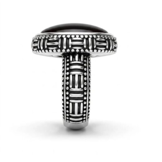 3D Basket-Weave Carved Silver-Finish Men's Signet Ring – 925 Silver or 22K Gold