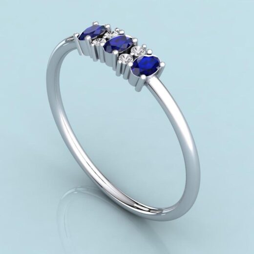 Blue Crystal and Zirconia Fashion Ring for Women – 925 Silver or 22K Gold