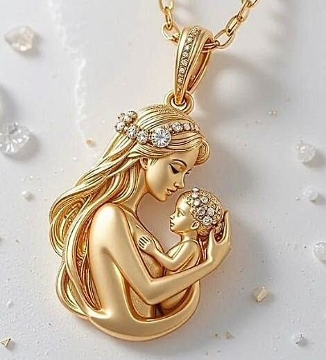 3D Mother and Child Love Pendant – 925 Silver or 22K Gold