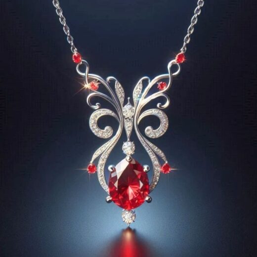 Luxury Ruby-Red Doublet Butterfly Pendant – 925 Silver or 22K Gold