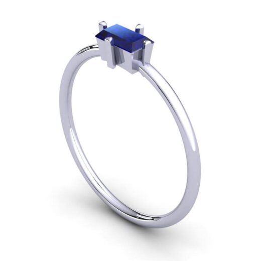 Blue Crystal Baguette Zirconia Ring for Ladies – 925 Silver or 22K Gold