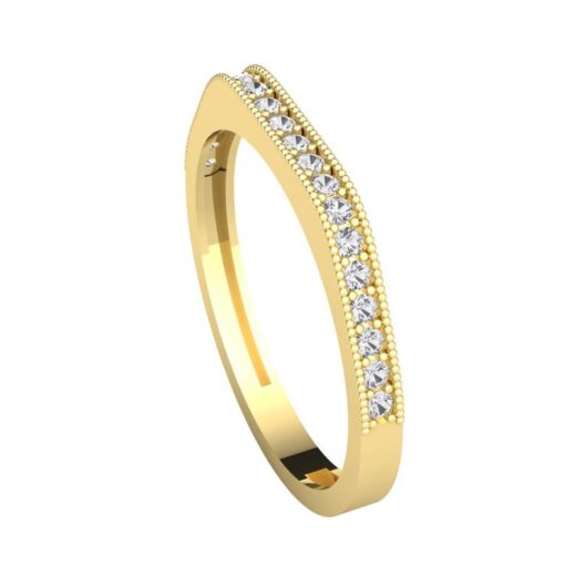 Round edge half setted Zirconia silver ring – 925 Silver or 22K Gold