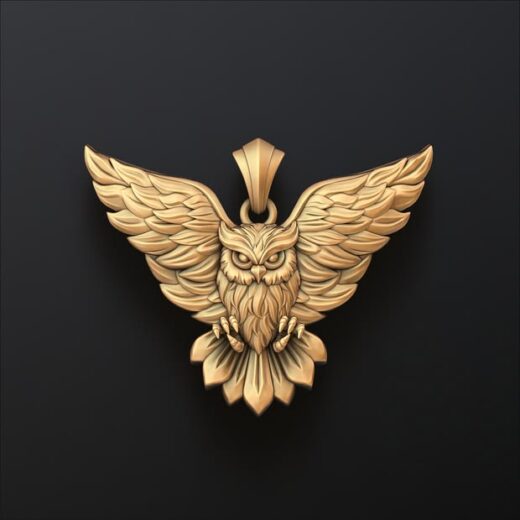 3D Majestic Flying Owl Wisdom Pendant – 925 Silver or 22K Gold