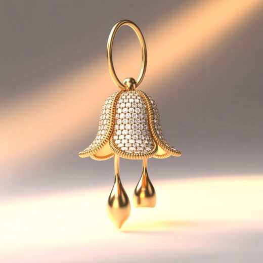 Floral Bell Zirconia Pendant – 925 Silver or 22K Gold