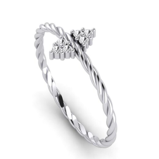 Twisted Rope SIlver Zirconia Ring For Ladies – 925 Silver or 22K Gold