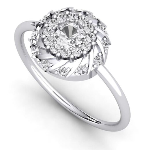 Round Halo Silver Zirconia Ring For Ladies – 925 Silver or 22K Gold