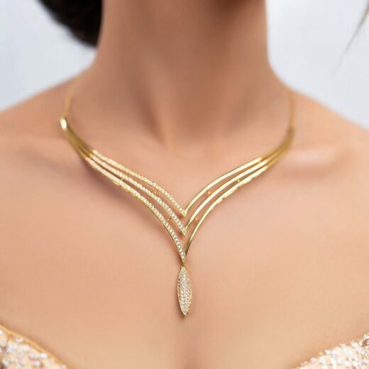 Layered Leaf Statement Necklace – 925 Silver or 22K Gold