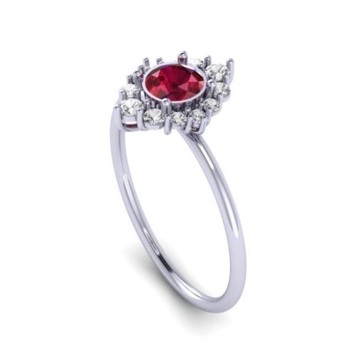 Ruby-Red Zirconia Oval Cluster Ring For Ladies – 925 Silver or 22K Gold
