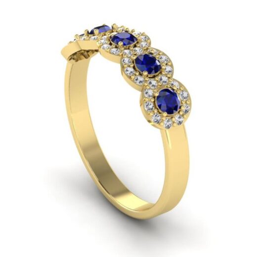 Five Stone Blue Crystal Zirconia Ring for Women – 925 Silver or 22K Gold