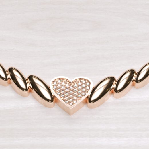 Romantic Heart Smile Bar Necklace – 925 Silver or 22K Gold