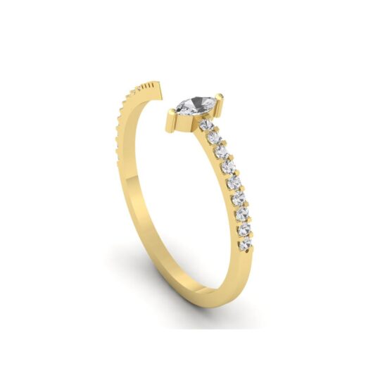 Cut Style Pear & Round Moissanite Open SIlver Zirconia Ring For Ladies – 925 Silver or 22K Gold