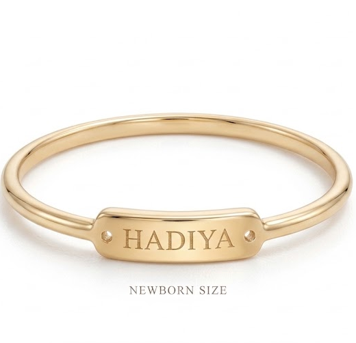 21K Gold Personalised Newborn Baby Name Ring