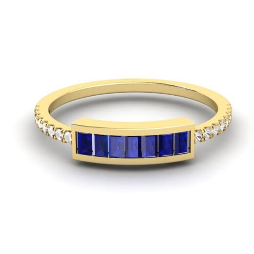 Blue Crystal Baguette Zirconia Ring for Ladies – 925 Silver or 22K Gold