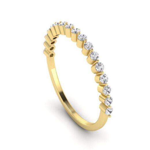 Half setted mini Zirconia silver ring – 925 Silver or 22K Gold