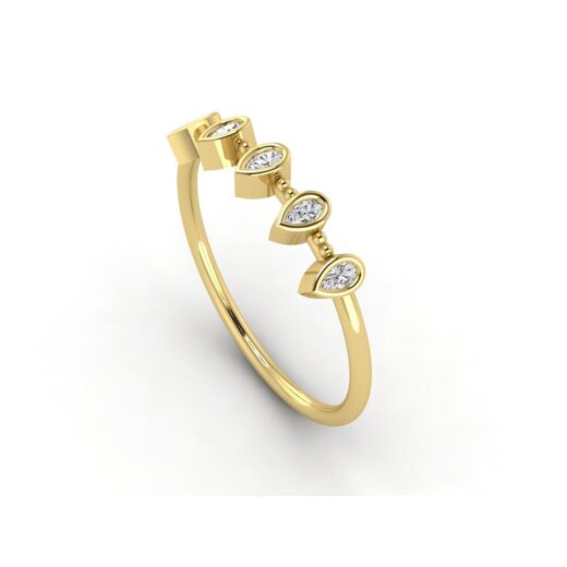 Pear Shaped Five Diamonds Ring for Ladies – 925 Silver or 22K Gold