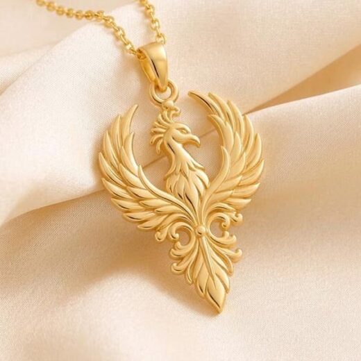3D Imperial Phoenix Crest Pendant – 925 Silver or 22K Gold