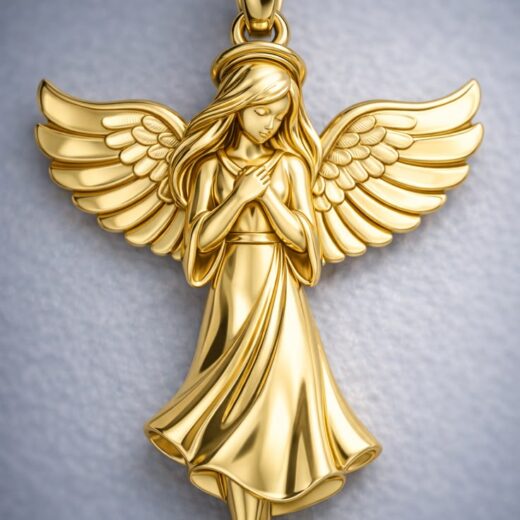 3D Guardian Angel Pendant – 925 Silver or 22K Gold