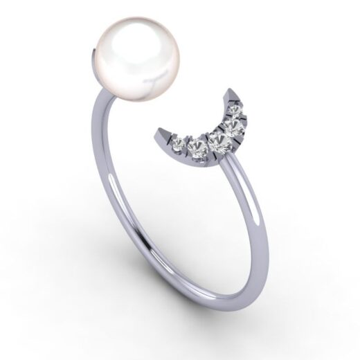 Moon Style Silver Zirconia Ring for Ladies – 925 Silver or 22K Gold