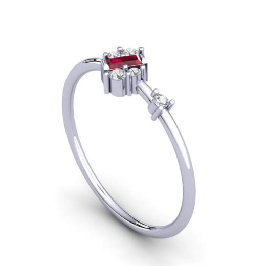 Octagon Cut Ruby-Red Solitaire Zirconia Ring For Ladies – 925 Silver or 22K Gold