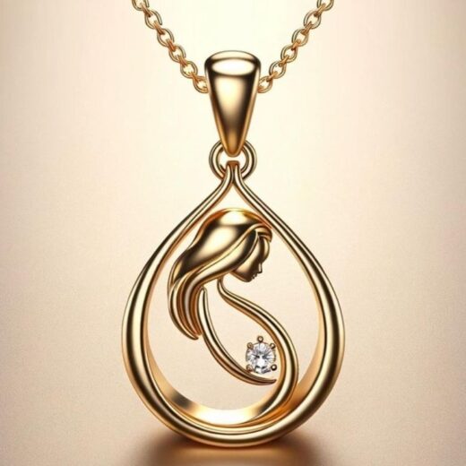 Art Deco Motherhood Pregnant Mother Pendant Necklace – 925 Silver or 22K Gold
