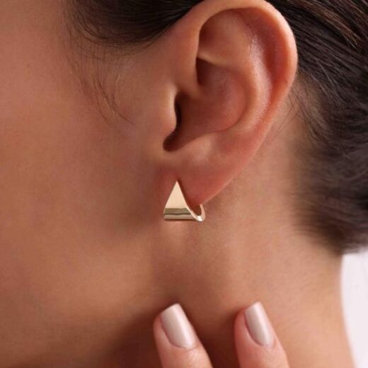 Triangle Stud Earrings – 925 Silver or 22K Gold